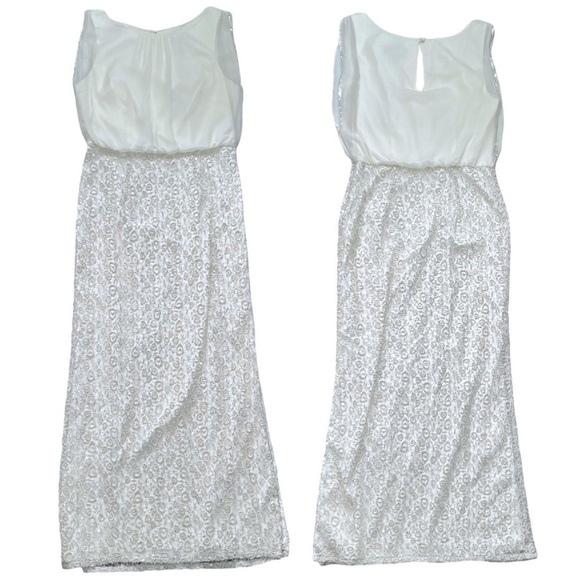 NWT Aidan Mattox Chiffon and Metallic Lace Column Gown sz 10 - Picture 2 of 15